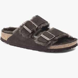 NWT Birkenstock Arizona Shearling Mocha Suede Sandals - EU 41
